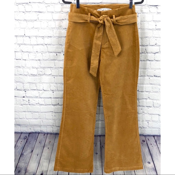 Mustard paper bag cotton corduroy boot leg pants - Picture 5 of 6